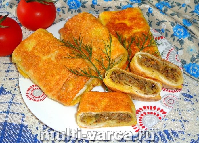 Конвертики з лаваша з печінкою в мультиварці